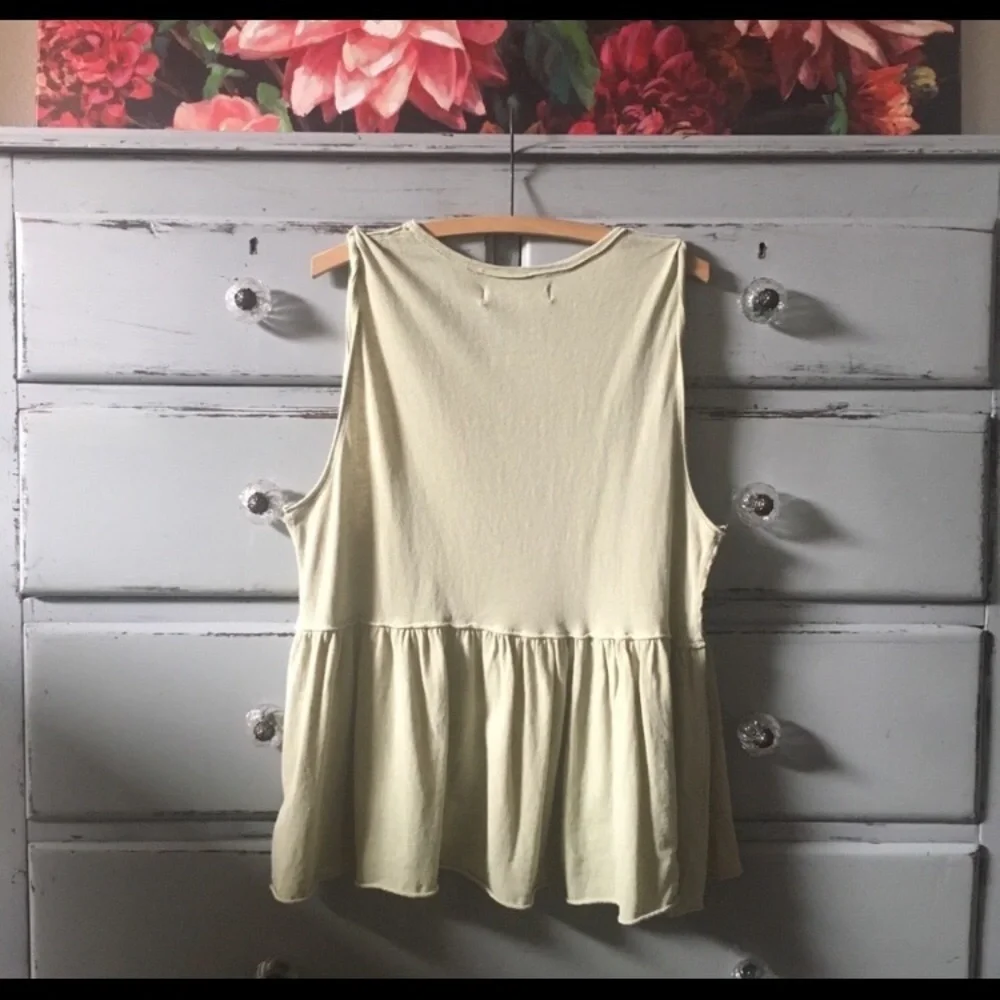 Free People Matcha Green Sleeveless Peplum Top